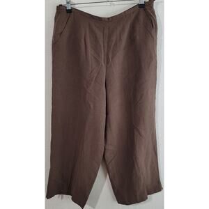 Preston & York Dark Brown Slub Knit Ankle Pants Medium Side Zip Flat Front Soft